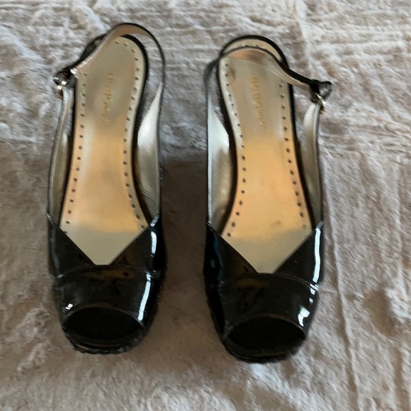 Patent Leather sling back platform peep toe heels. - Picture 1 of 5